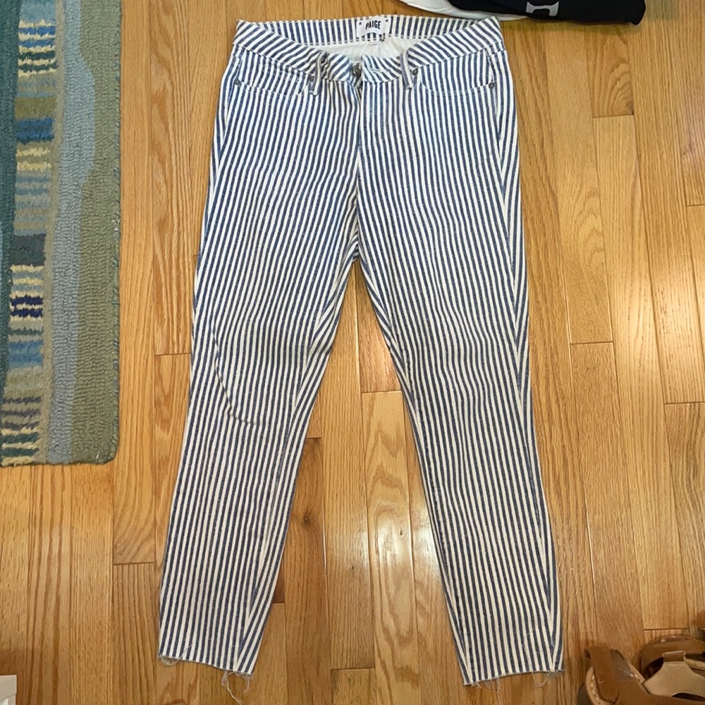 Blue and white stripped jeans
